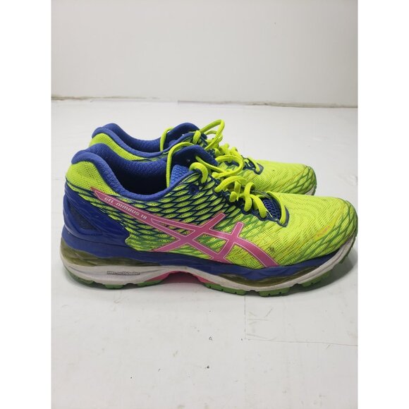 Asics Women's Gel-Nimbus 18 Running Shoes Neon Yellow Multi Color T650N Size 9 - Picture 2 of 9